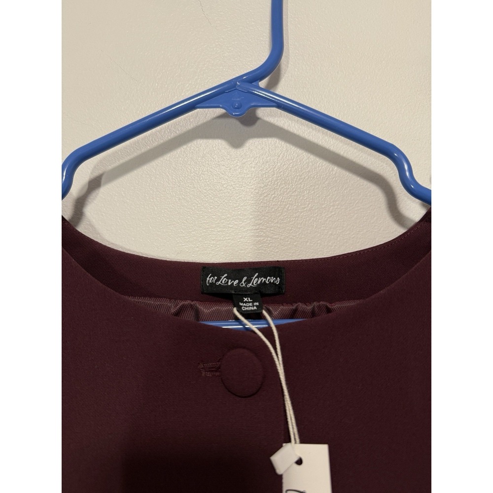 For Love & Lemons NWT Selena Burgundy Short Sleeve Blazer Top‎ Size XL - Picture 5 of 10